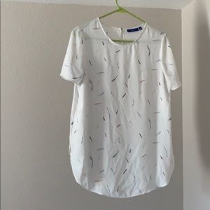 White blouse with multi colored lines